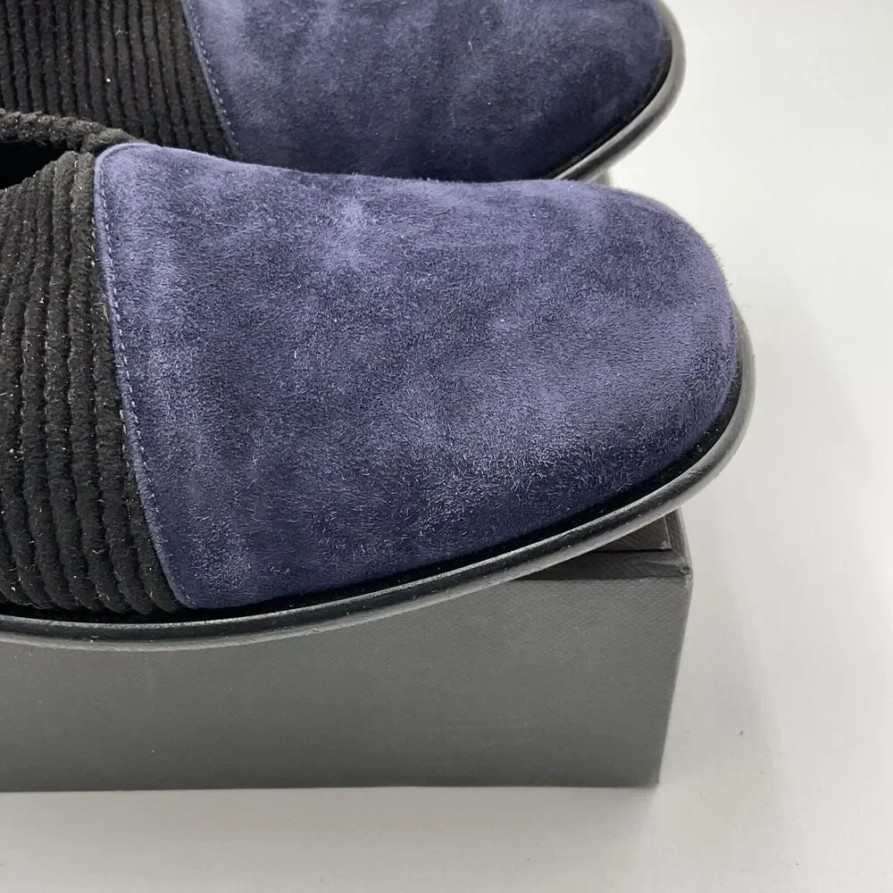 Gray Matters Navy and Black Suede Slip-On Flats
